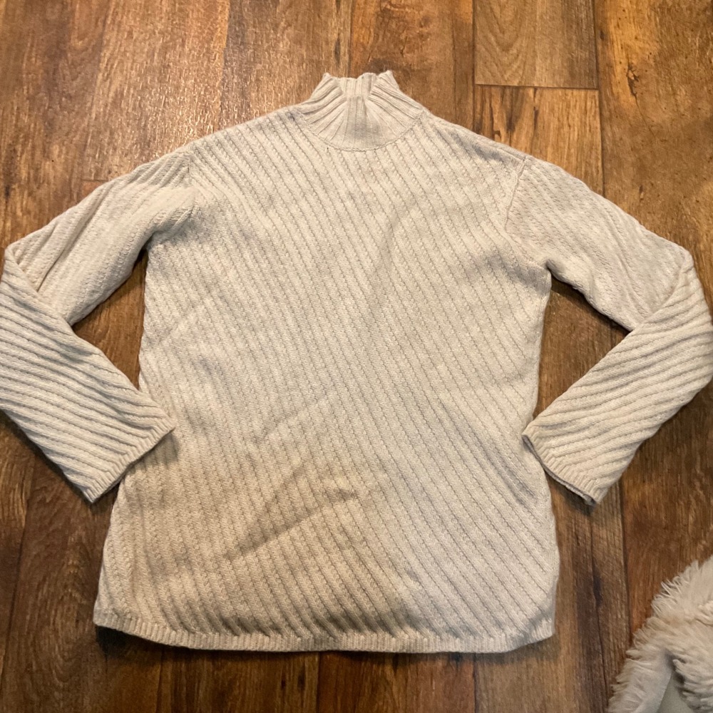 J. Jill Sweater Size Small Knit Cream Wool Cashmere Blend Mock‎ Neck Womens
